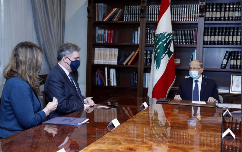 President Aoun Meets U.S. Mediator to Sea Demarcation Talks